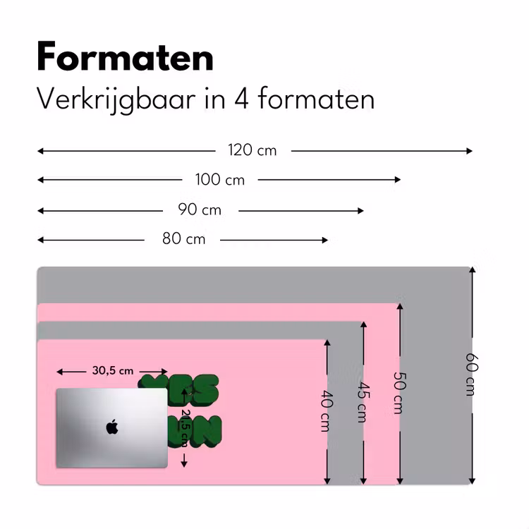 Yes fun - Groen - Roze Muismat XXL klein -sfeer5