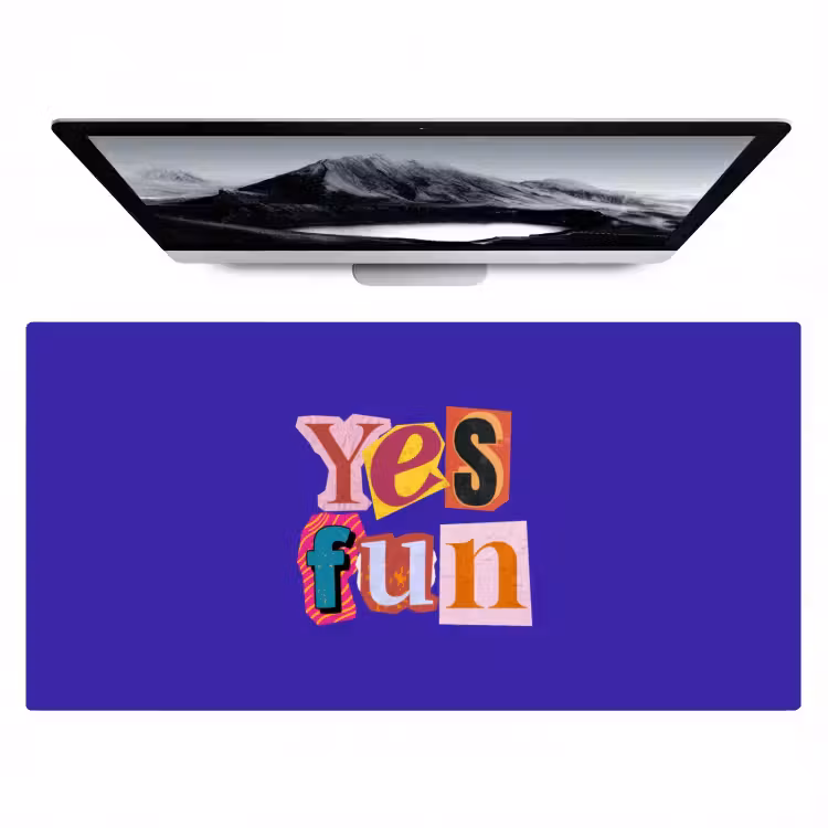 Yes fun - Kleurrijk - Collage-stijl Muismat XXL klein -zzz3d