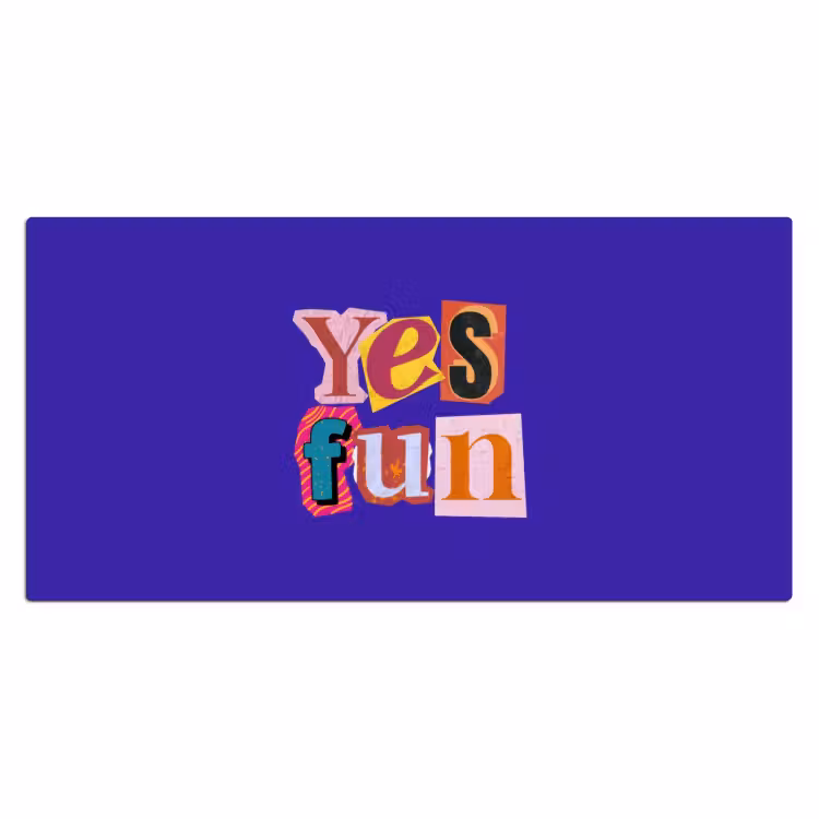 Yes fun - Kleurrijk - Collage-stijl Muismat XXL klein -3d_leeg