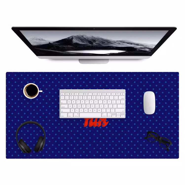Yes fun - Rood - Blauw - Stippen Muismat XXL klein -3d