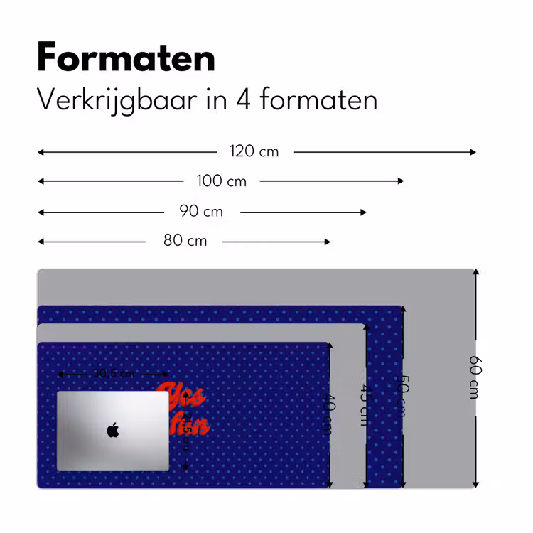 Yes fun - Rood - Blauw - Stippen Muismat XXL klein -sfeer5