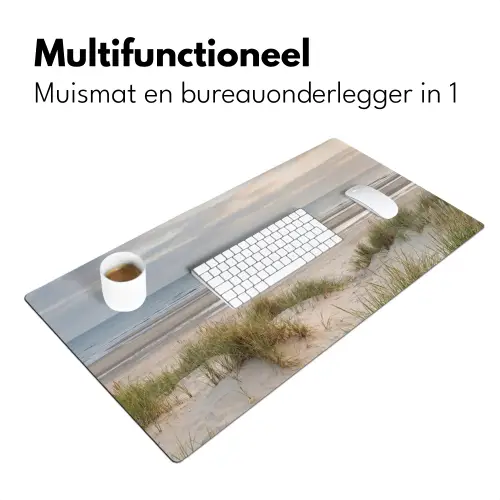 Zandstrand - Bewolkt - Duinen Muismat XXL klein -sfeer4