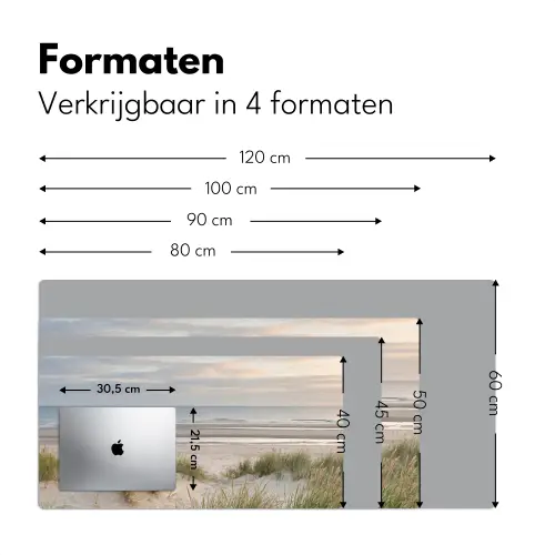 Zandstrand - Bewolkt - Duinen Muismat XXL klein -sfeer5