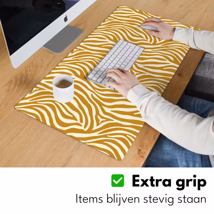 Zebra - Klassiek - Oker - Geel Muismat XXL klein 681 -sfeer3