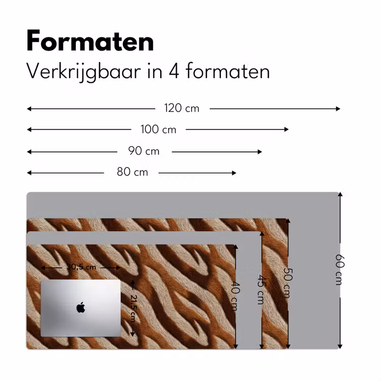 Zebra - Patroon - Bruin Muismat XXL klein 681 -sfeer5