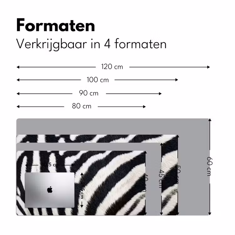 Zebra - Vacht - Klassiek - Zwart - Wit Muismat XXL klein -sfeer5