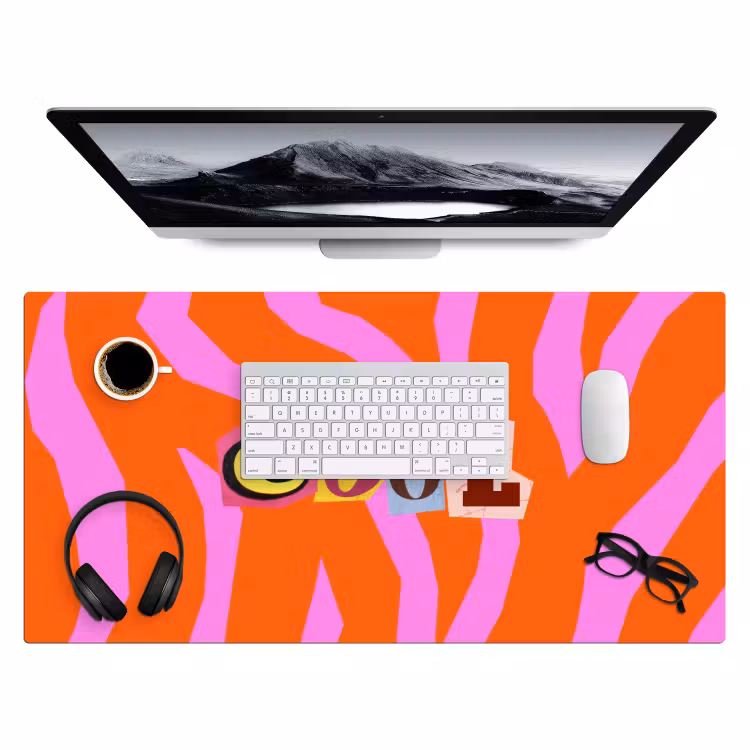 Zebraprint - Grafisch - COOL - Oranje Muismat XXL klein -3d