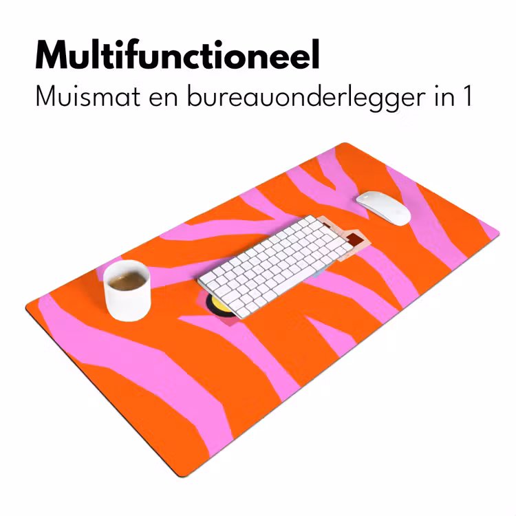 Zebraprint - Grafisch - COOL - Oranje Muismat XXL klein -sfeer4