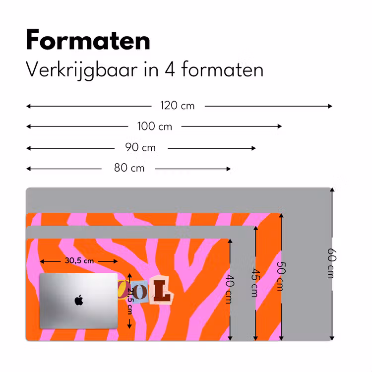 Zebraprint - Grafisch - COOL - Oranje Muismat XXL klein -sfeer5