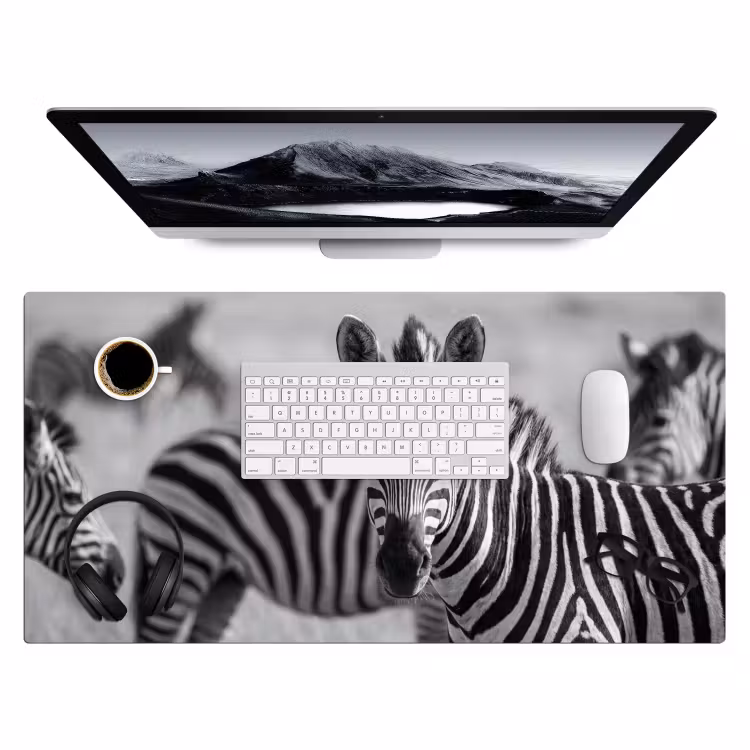 Zebra's - Zwart - Wit Muismat XXL klein -3d