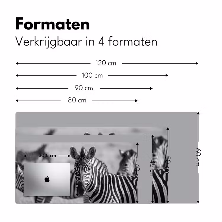 Zebra's - Zwart - Wit Muismat XXL klein -sfeer5