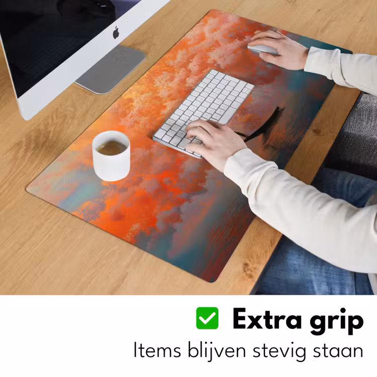 Zee - Boot - Wolken - Oranje Muismat XXL klein -sfeer3