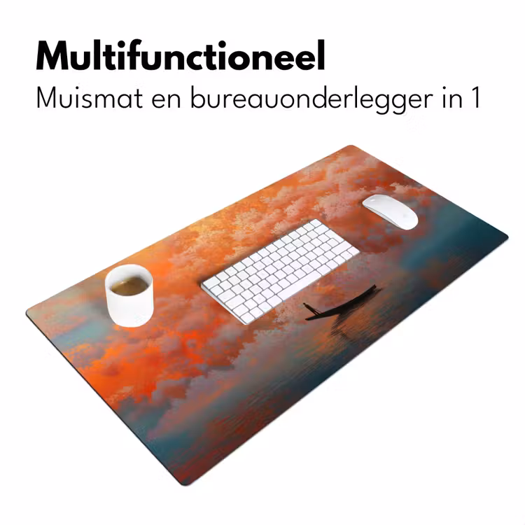 Zee - Boot - Wolken - Oranje Muismat XXL klein -sfeer4