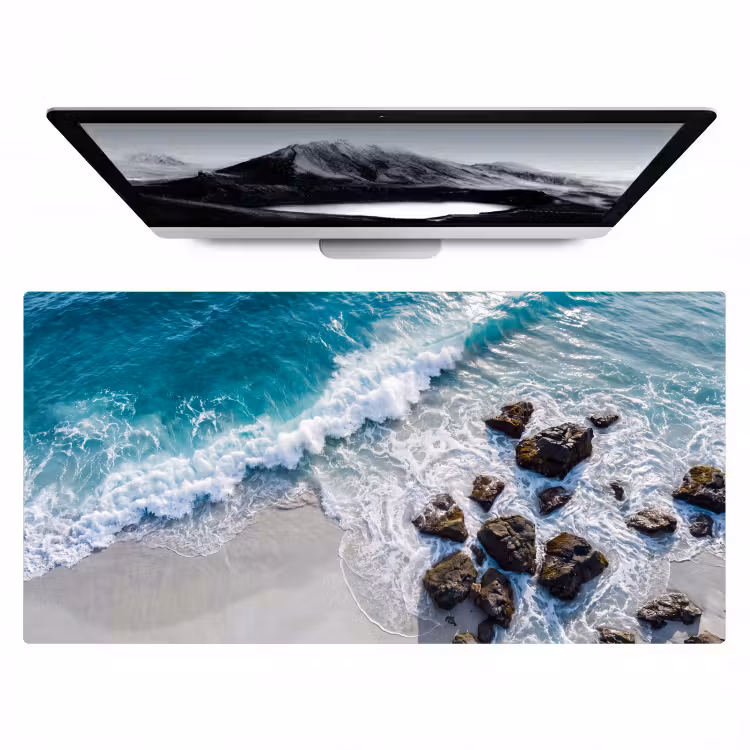 Zee - Golf - Strand - Natuur - Blauw Muismat XXL klein -zzz3d