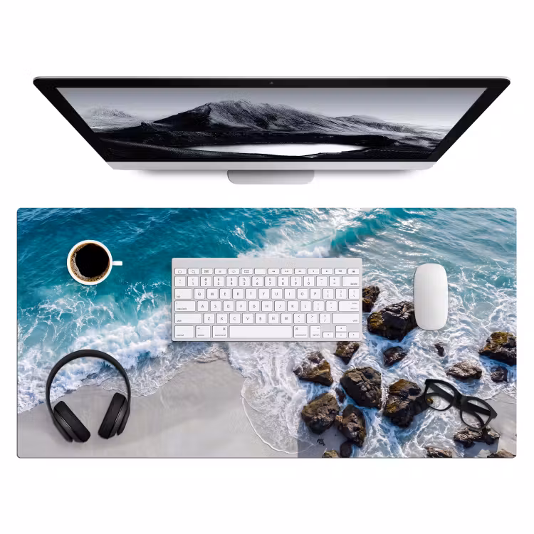 Zee - Golf - Strand - Natuur - Blauw Muismat XXL klein -3d