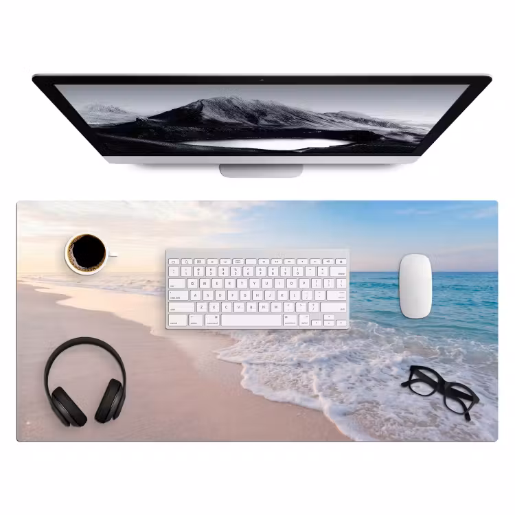 Zee - Golven - Strand - Natuur - Wit Muismat XXL klein -3d