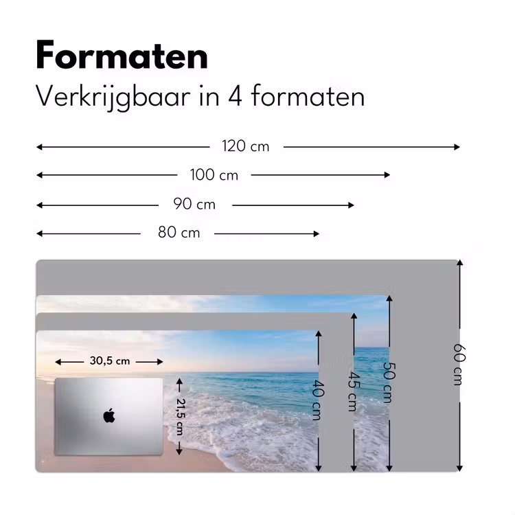 Zee - Golven - Strand - Natuur - Wit Muismat XXL klein -sfeer5
