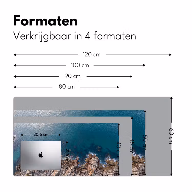 Zee - Kustlijn - Natuur - Abstract - Blauw Muismat XXL klein -sfeer5