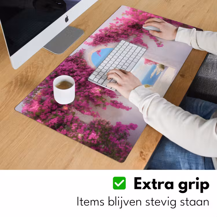 Zee - Roze - Bloemen - Poort Muismat XXL klein -sfeer3