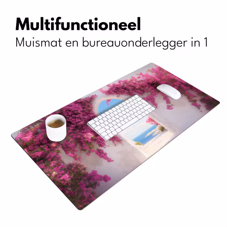 Zee - Roze - Bloemen - Poort Muismat XXL klein -sfeer4