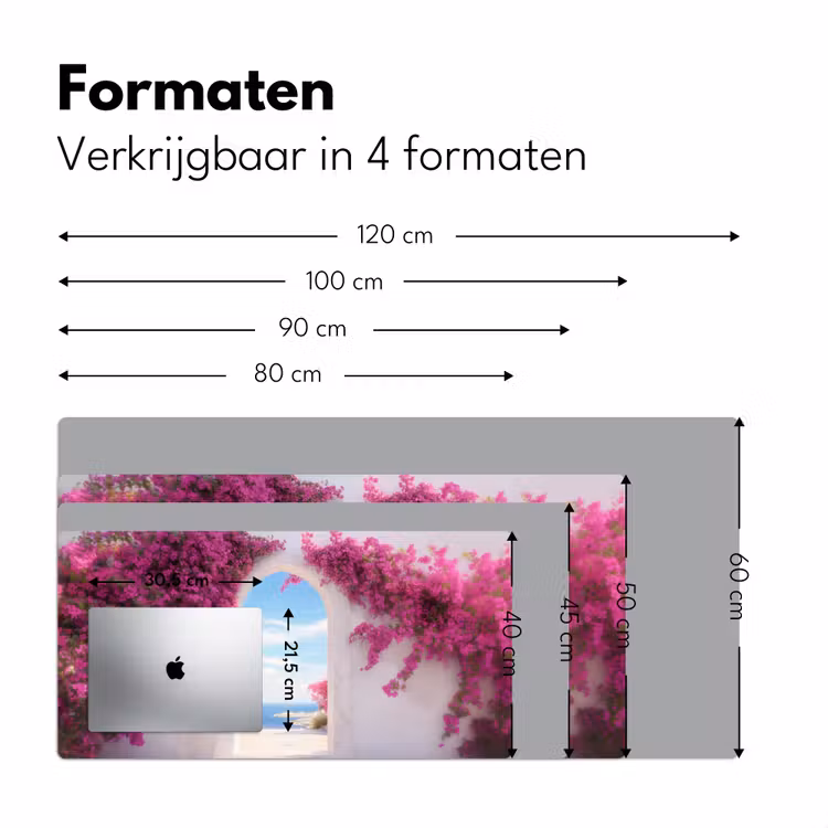 Zee - Roze - Bloemen - Poort Muismat XXL klein -sfeer5