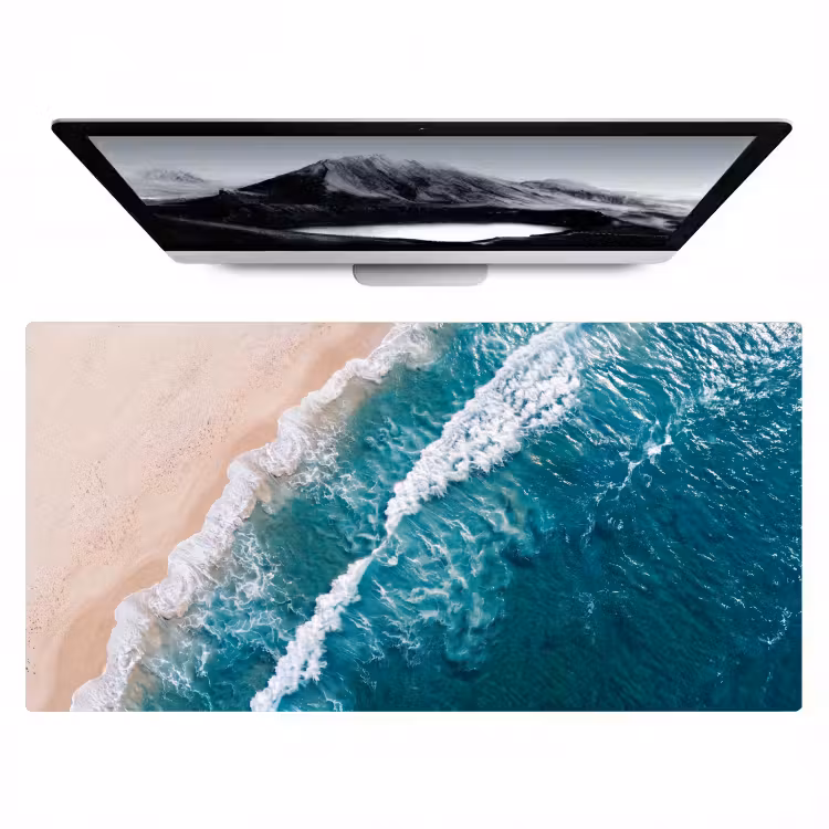Zee - Strand - Golven - Natuur - Blauw Muismat XXL klein -zzz3d