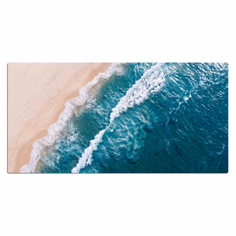 Zee - Strand - Golven - Natuur - Blauw Muismat XXL klein -3d_leeg