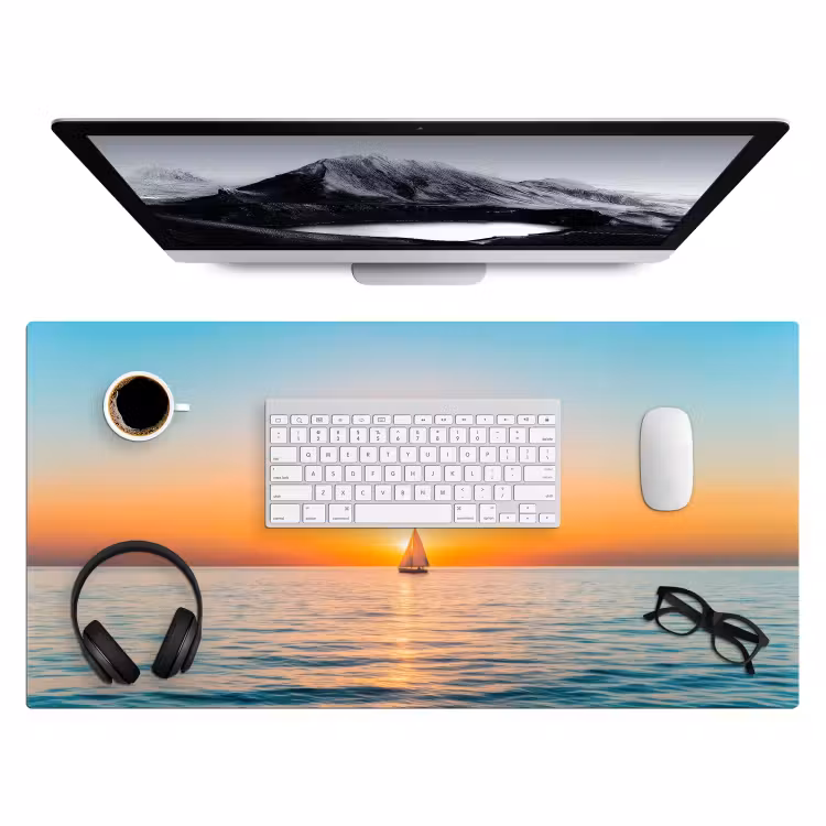 Zee - Zeilboot - Zonsondergang Muismat XXL klein -3d