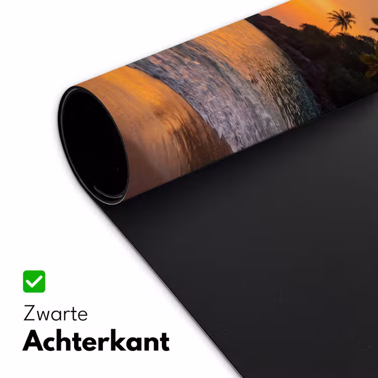 Zee - Zonsondergang - Boot - Natuur - Oranje Muismat XXL klein -sfeer2