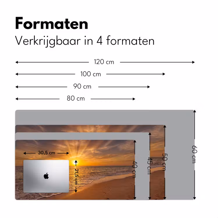 Zee - Zonsondergang - Golven - Kust - Oranje Muismat XXL klein -sfeer5