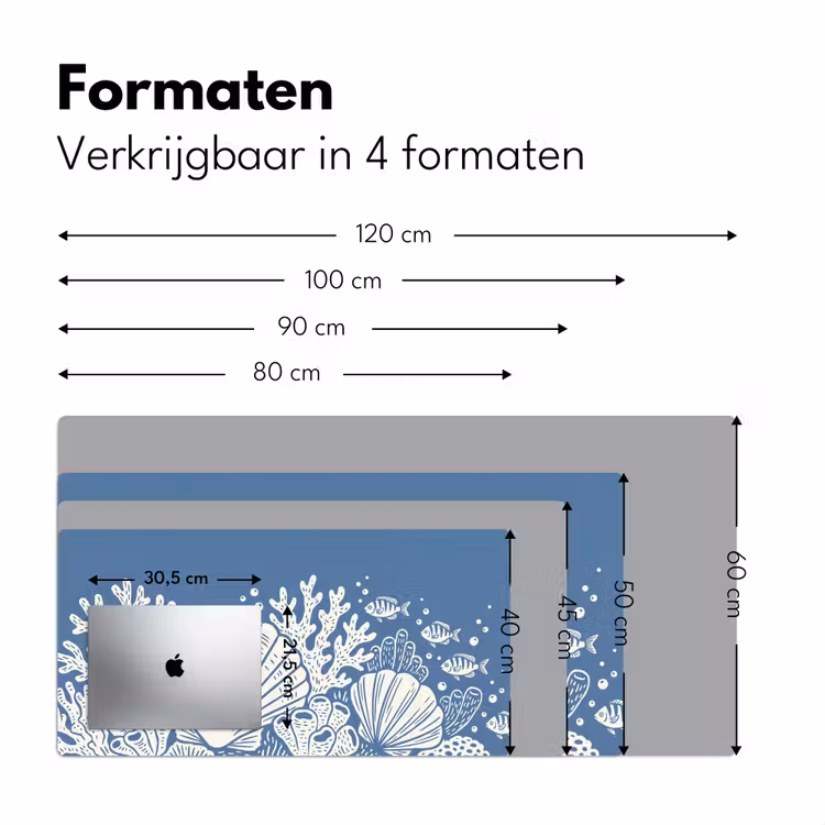 Zeeleven - Koraal - Schelp - Vis - Illustratie - Onderwater Muismat XXL klein -sfeer5
