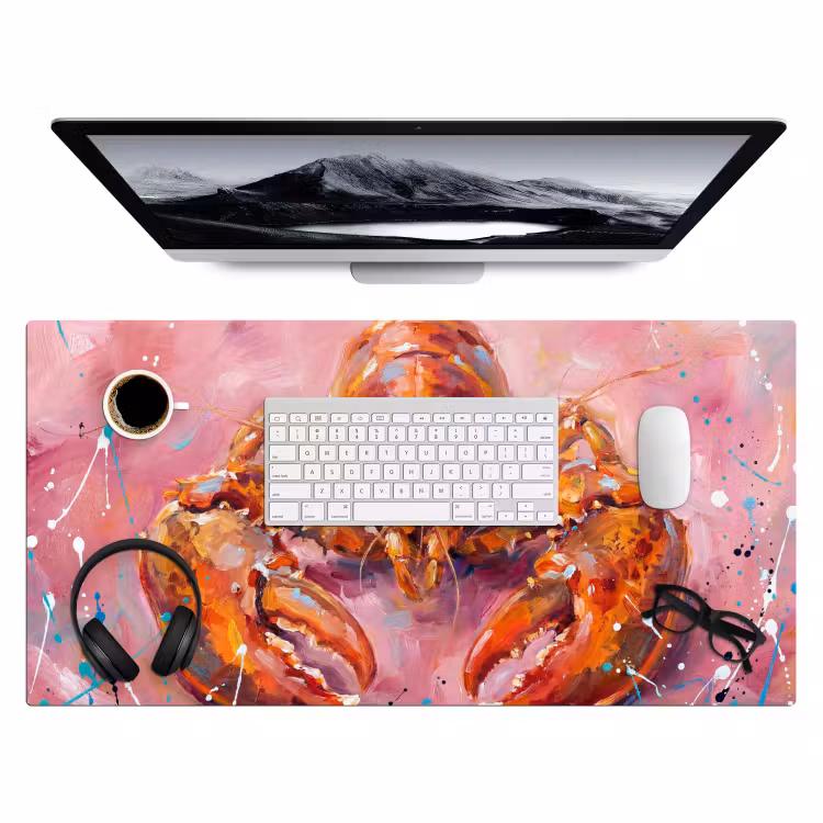 Zeeleven - Kreeft - Spatters - Abstract - Roze Muismat XXL klein -3d