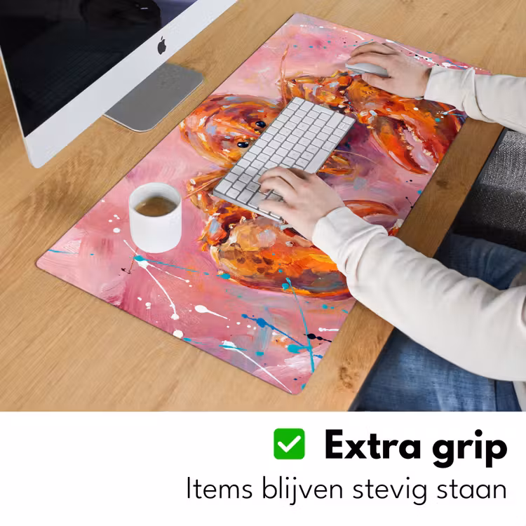 Zeeleven - Kreeft - Spatters - Abstract - Roze Muismat XXL klein -sfeer3