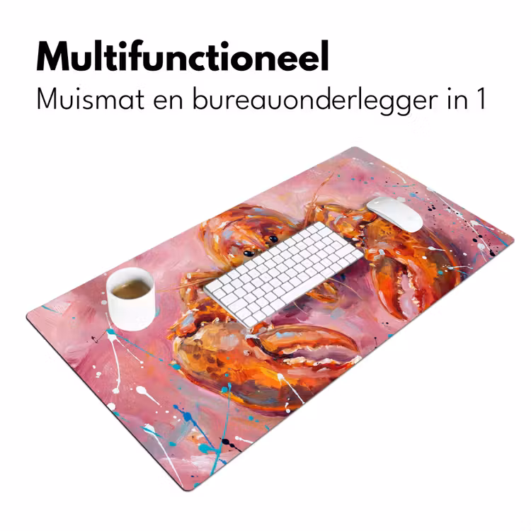 Zeeleven - Kreeft - Spatters - Abstract - Roze Muismat XXL klein -sfeer4