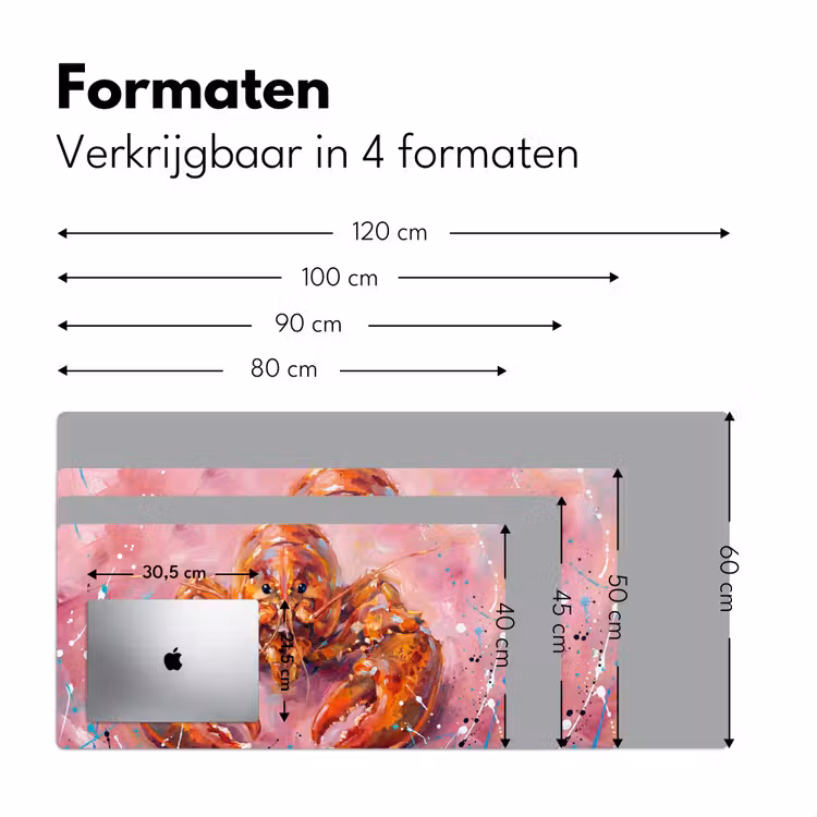 Zeeleven - Kreeft - Spatters - Abstract - Roze Muismat XXL klein -sfeer5