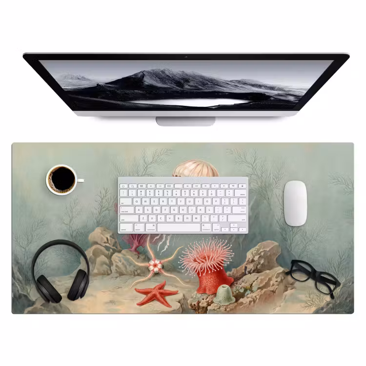 Zeeleven - Kwal - Onderwater - Illustratie - Beige Muismat XXL klein -3d