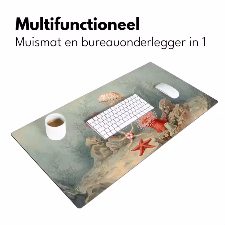 Zeeleven - Kwal - Onderwater - Illustratie - Beige Muismat XXL klein -sfeer4