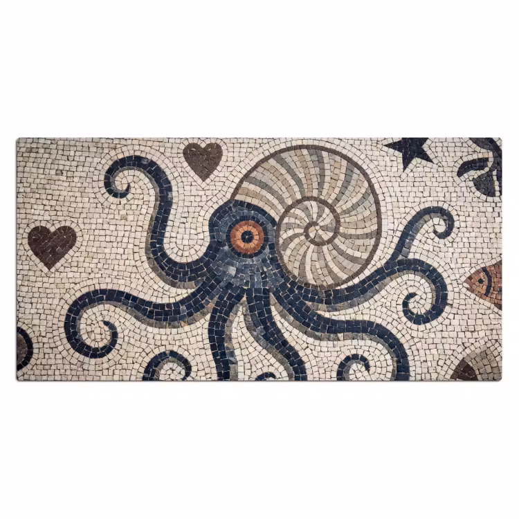Zeeleven - Mozaïek - Kunst - Vintage - Beige Muismat XXL klein -3d_leeg