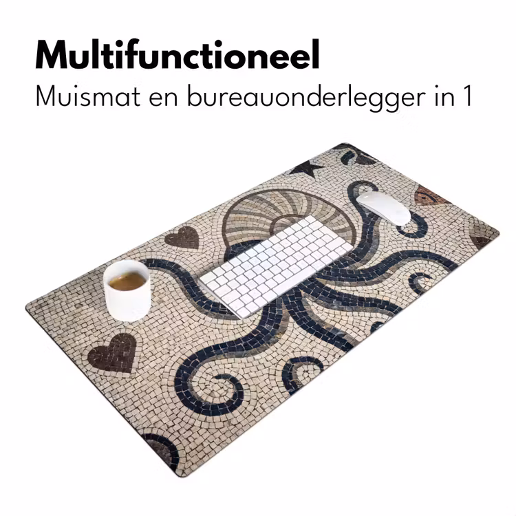 Zeeleven - Mozaïek - Kunst - Vintage - Beige Muismat XXL klein -sfeer4