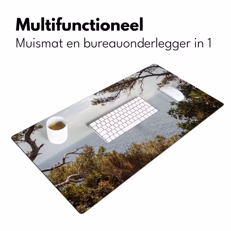 Bureau onderlegger - Zeilboot - bomen - water - Zeilboot - bomen - water Muismat XXL klein