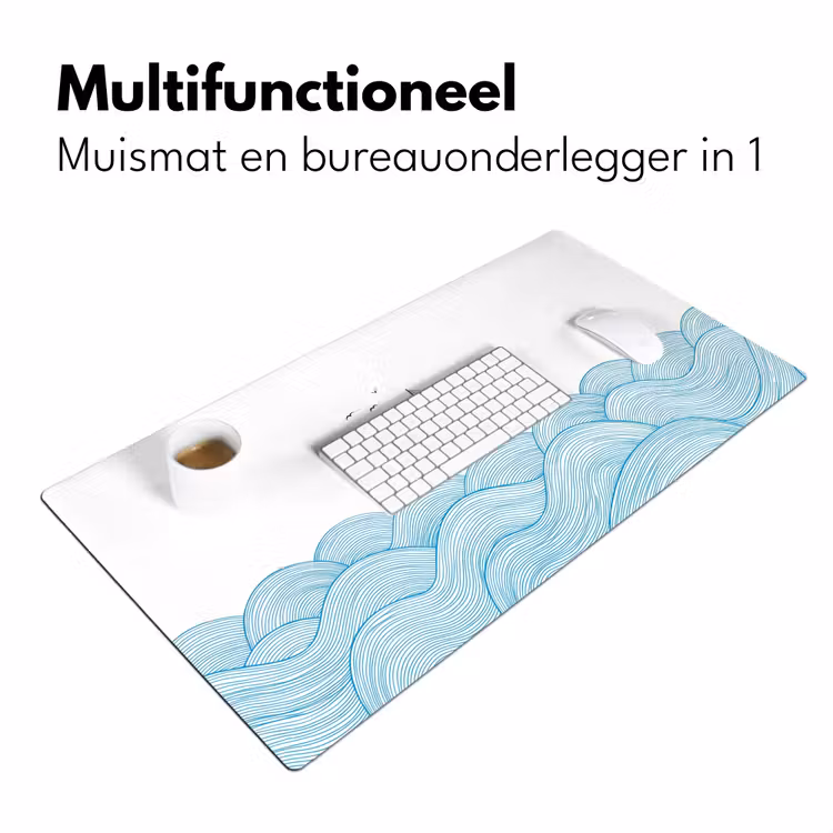 Zeilboot - Golven - Zee - Illustratie - Blauw Muismat XXL klein -sfeer4