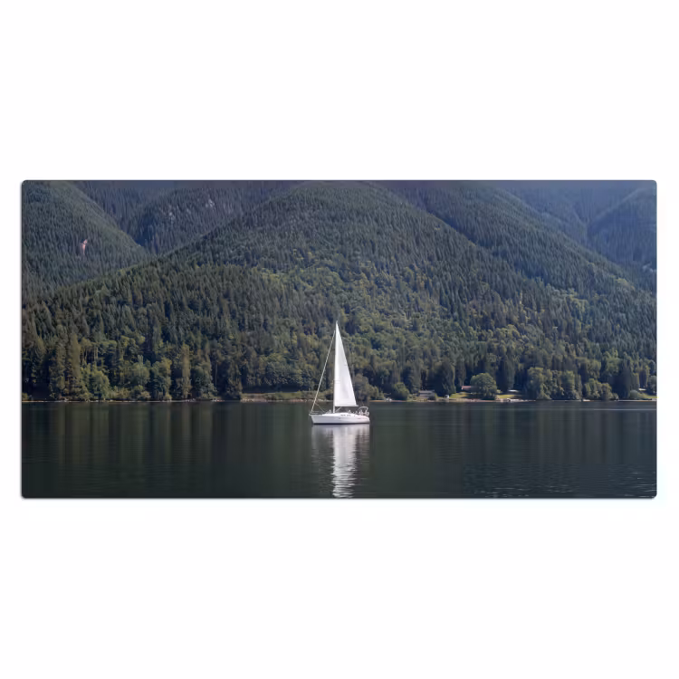 Zeilboot - Water - Bergen - Natuur - Groen Muismat XXL klein -3d_leeg