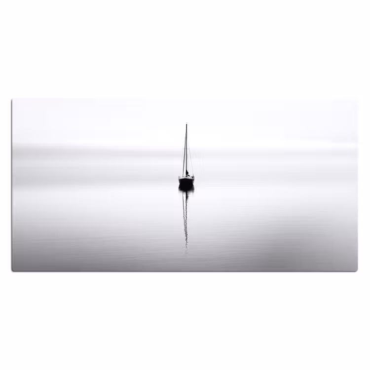 Zeilboot - Zwart - Water - Silhouet Muismat XXL klein -3d_leeg