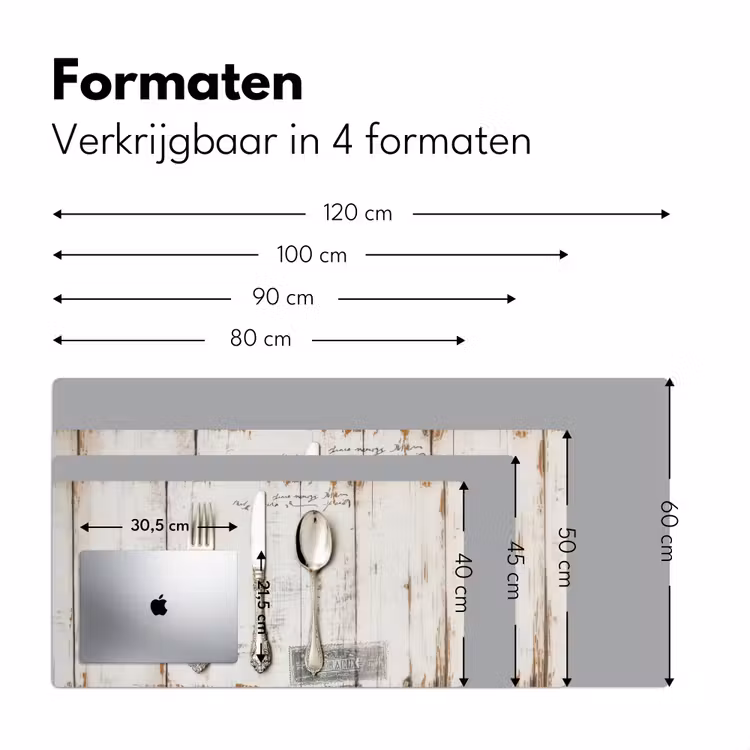 Zilver - Bestek - Hout Muismat XXL klein -sfeer5