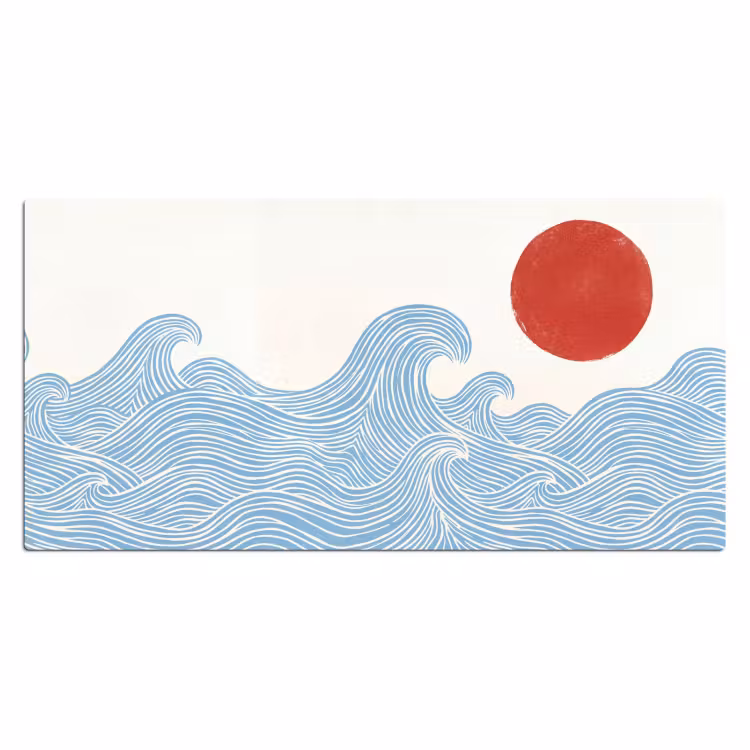 Zon - Golven - Oceaan - Abstract - Rood Muismat XXL klein -3d_leeg