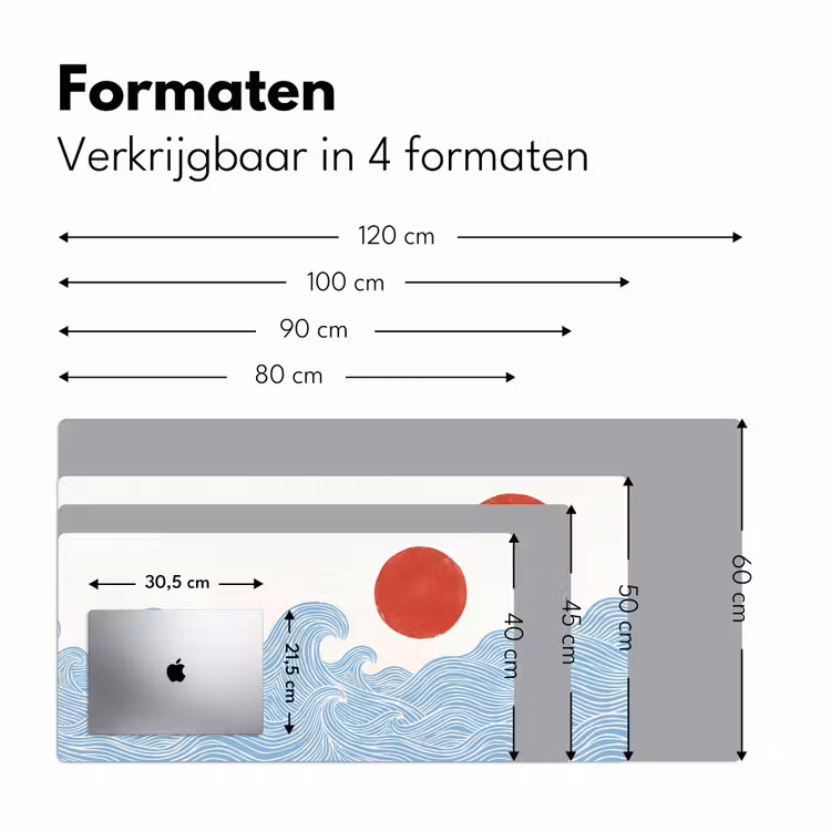Zon - Golven - Oceaan - Abstract - Rood Muismat XXL klein -sfeer5