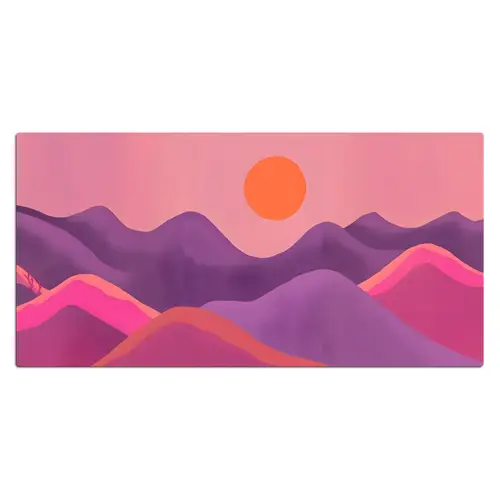 Zon - Heuvels - Paars - Abstract Muismat XXL klein -3d_leeg