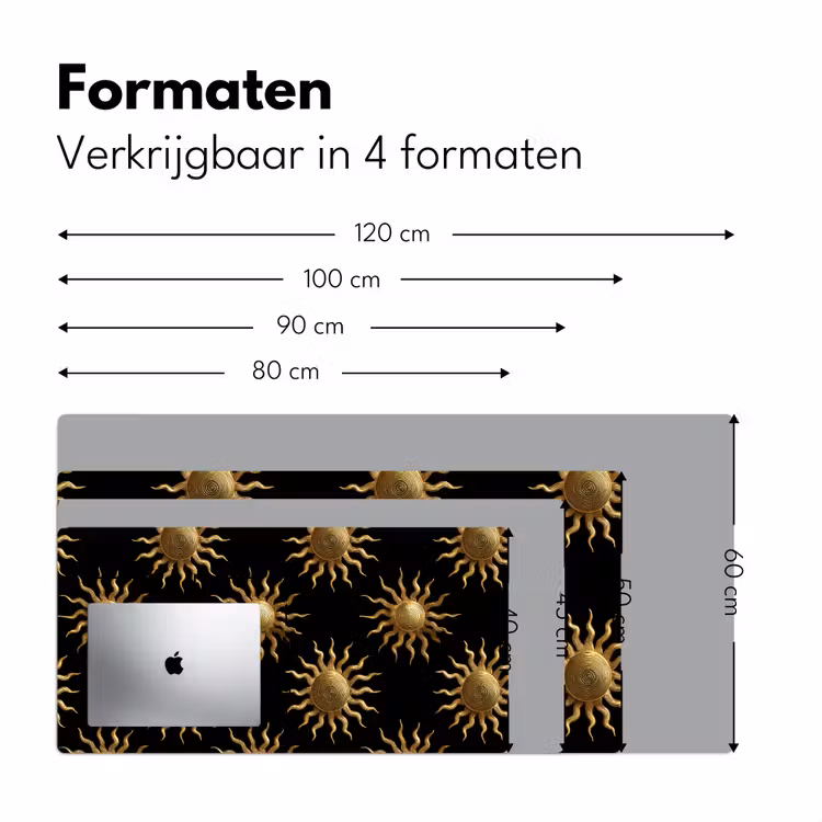 Zon - Patroon - Luxe - Goud - Zwart Muismat XXL klein 681 -sfeer5
