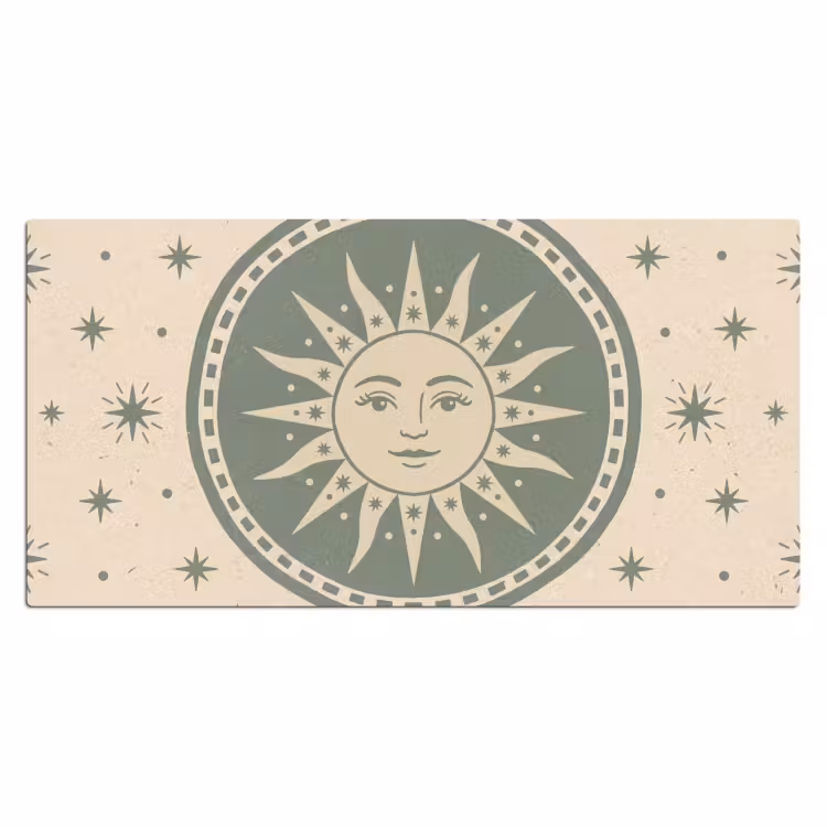 Zon - Sterren - Astrologie - Vintage - Groen Muismat XXL klein -3d_leeg