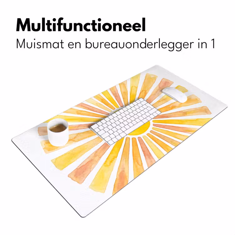 Zon - Stralen - Aquarel - Geel - Abstract Muismat XXL klein -sfeer4